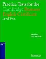 Cover of: Practice Tests for the Cambridge Business English Certificate Level 2 (Cambridge Professional English)