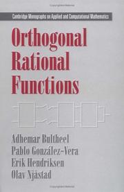 Cover of: Orthogonal rational functions