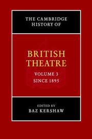 Cover of: The Cambridge history of British theatre. by Jane Milling