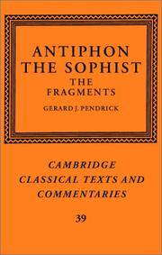 Cover of: Antiphon the Sophist by Antiphon, Gerard J. Pendrick