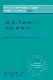 Cover of: Elliptic curves in cryptography