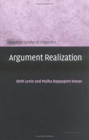 Cover of: Argument Realization (Research Surveys in Linguistics) by Beth Levin, Malka Rappaport Hovav