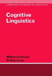 Cover of: Cognitive Linguistics (Cambridge Textbooks in Linguistics) by William Croft, D. Alan Cruse