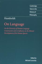 Cover of: Humboldt: On Language