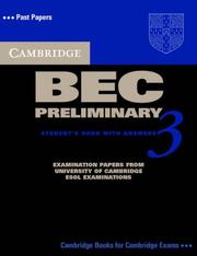 Cover of: Cambridge BEC Preliminary 3 Self Study Pack (BEC Practice Tests)
