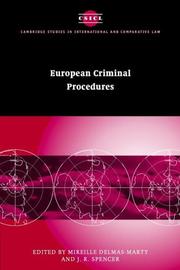 Cover of: European Criminal Procedures (Cambridge Studies in International and Comparative Law) by 