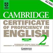 Cover of: Cambridge Certificate of Proficiency in English 2 Audio CD Set: Examination papers from the University of Cambridge Local Examinations Syndicate (CPE Practice Tests)