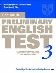 Cover of: Cambridge Preliminary English Test 3 Student's Book by Cambridge ESOL
