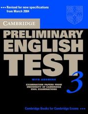 Cover of: Cambridge Preliminary English Test 3 Self-study Pack by Cambridge ESOL