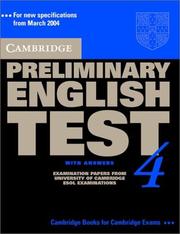 Cover of: Cambridge Preliminary English Test 4 Student's Book with Answers: Examination Papers from the University of Cambridge ESOL Examinations (PET Practice Tests)