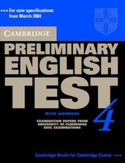 Cover of: Cambridge Preliminary English Test 4 Self-study Pack: Examination Papers from the University of Cambridge ESOL Examinations (PET Practice Tests)