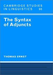 Cover of: The syntax of adjuncts by Thomas Boyden Ernst