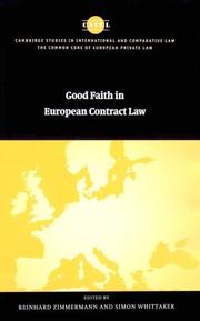 Cover of: Good faith in European contract law