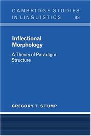 Cover of: Inflectional morphology by Gregory T. Stump