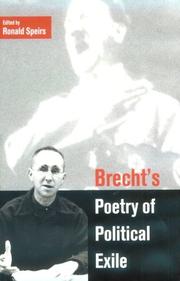 Cover of: Brecht's poetry of political exile by edited by Ronald Speirs.