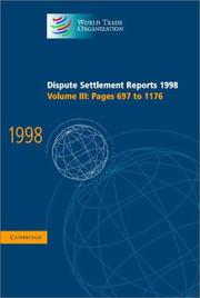 Cover of: Dispute Settlement Reports 1998 (World Trade Organization Dispute Settlement Reports) by World Trade Organization