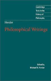 Cover of: Herder: Philosophical Writings (Cambridge Texts in the History of Philosophy)
