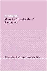 Cover of: Minority shareholder's remedies