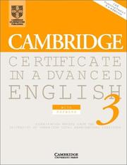 Cover of: Cambridge Certificate in Advanced English 3 Student's Book with answers: Examination Papers from the University of Cambridge Local Examinations Syndicate (CAE Practice Tests)
