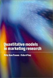 Cover of: Quantitative Models in Marketing Research by Philip Hans Franses, Richard Paap