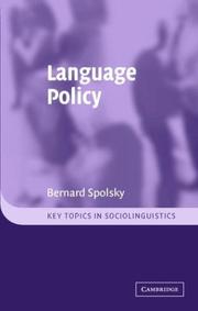 Cover of: Language policy by Bernard Spolsky