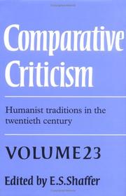 Comparative Criticism by E. S. Shaffer