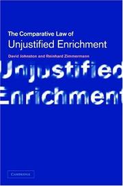 Cover of: Unjustified Enrichment: Key Issues in Comparative Perspective