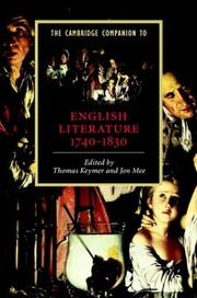 Cover of: The Cambridge companion to English literature from 1740 to 1830 by edited by Thomas Keymer and Jon Mee.