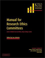 Manual for research ethics committees by Sue Eckstein