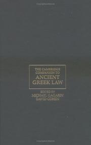 Cover of: The Cambridge companion to ancient Greek law by edited by Michael Gagarin, David Cohen.