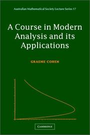 Cover of: A course in modern analysis and its applications