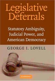 Cover of: Legislative deferrals by George I. Lovell
