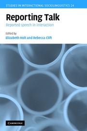 Cover of: Reporting Talk: Reported Speech in Interaction (Studies in Interactional Sociolinguistics)