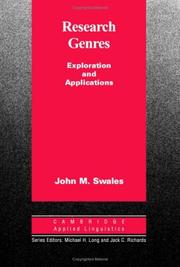 Cover of: Research Genres: Explorations and Applications (Cambridge Applied Linguistics)