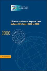 Cover of: Dispute Settlement Reports 2000 (World Trade Organization Dispute Settlement Reports) | World Trade Organization