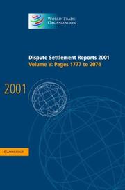 Cover of: Dispute Settlement Reports 2001 (World Trade Organization Dispute Settlement Reports)