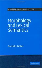 Cover of: Morphology and lexical semantics