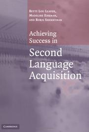 Cover of: Achieving success in second  language acquisition