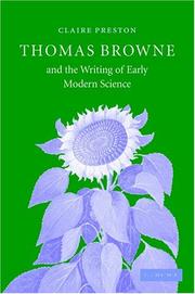 Cover of: Thomas Browne and the writing of early modern science