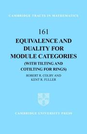 Cover of: Equivalence and Duality for Module Categories with Tilting and Cotilting for Rings (Cambridge Tracts in Mathematics)