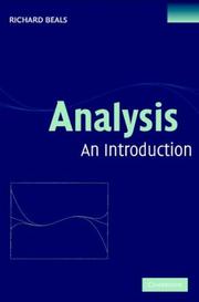 Cover of: Analysis by Richard Beals