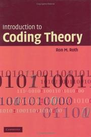 Cover of: Introduction to Coding Theory by Ron Roth