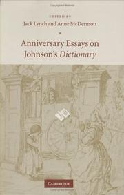 Cover of: Anniversary essays on Johnson's dictionary