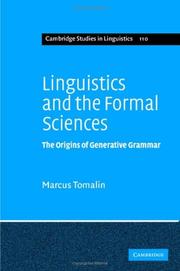 Cover of: Linguistics and the Formal Sciences: The Origins of Generative Grammar (Cambridge Studies in Linguistics)