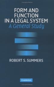 Cover of: Form and function in a legal system: a general study