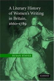 Cover of: A Literary History of Women's Writing in Britain, 16601789