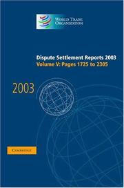 Cover of: Dispute Settlement Reports 2003 (World Trade Organization Dispute Settlement Reports)