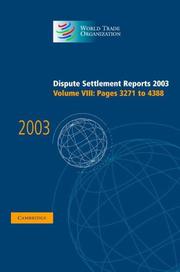 Cover of: Dispute Settlement Reports 2003 (World Trade Organization Dispute Settlement Reports) | World Trade Organization
