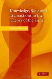 Cover of: Knowledge, Scale and Transactions in the Theory of the Firm