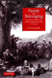 Cover of: Parish and Belonging: Community, Identity and Welfare in England and Wales, 17001950